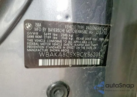 2011 BMW Motorrad 750 z USA, uszkodzony, nr VIN WBAKA8C5XBCY36201